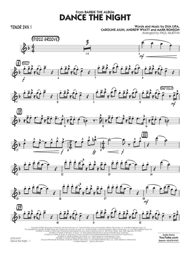 Dance The Night (from Barbie) (arr. Murtha) - Tenor Sax 1
