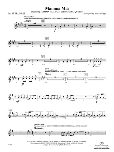 Mamma Mia, Selections from: 2nd B-flat Trumpet