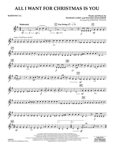 All I Want For Christmas Is You (arr. Johnnie Vinson) - Baritone T.C.