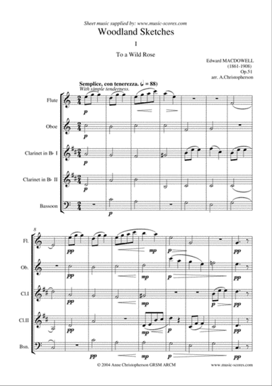 To a Wild Rose - Wind Quintet - Flute, Oboe, 2 Clarinets, Bassoon