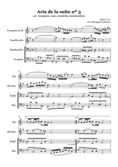 Aria de la suite nº 3 Bach (trumpet, alto saxophone, euphonium, trombone)