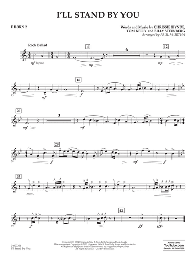 I'll Stand By You (arr. Paul Murtha) - F Horn 2