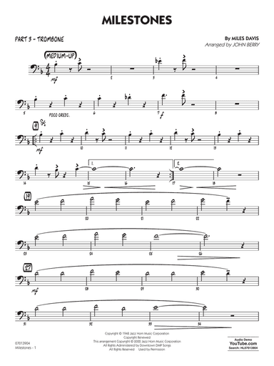 Milestones (arr. John Berry) - Part 3 - Trombone
