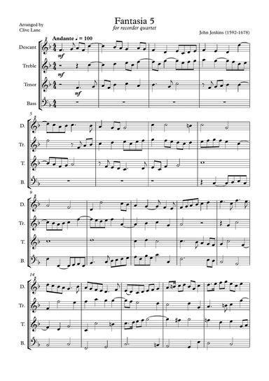Jenkins Fantasia 5 for recorder quartet