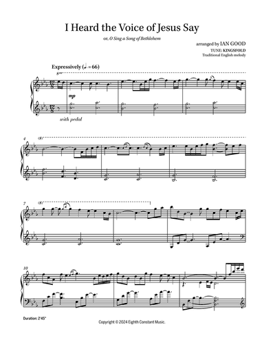 I Heard the Voice of Jesus Say / O Sing a Song of Bethlehem (new age piano)