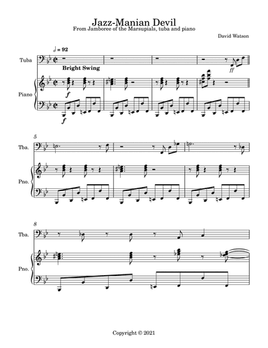 Jazz Manian Devil- tuba and piano