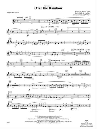 Over the Rainbow (from The Wizard of Oz), Variations on: 3rd B-flat Trumpet