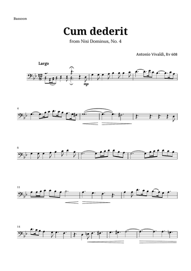Cum dederit of Vivaldi for Bassoon
