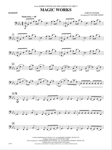 Magic Works (from Harry Potter and the Goblet of Fire): Bassoon
