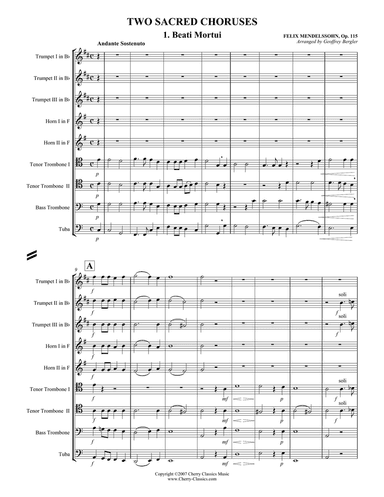 Two Sacred Choruses, Op. 115 for 9-part Brass Ensemble