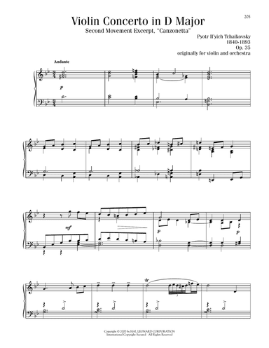 Violin Concerto in D Major, Op. 35, Second Movement ("Canzonetta") Excerpt