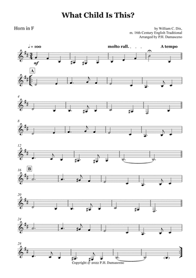 What Child Is This? - Horn in F Solo