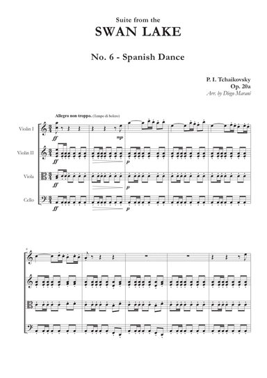 "Spanish Dance" from Swan Lake Suite for String Quartet