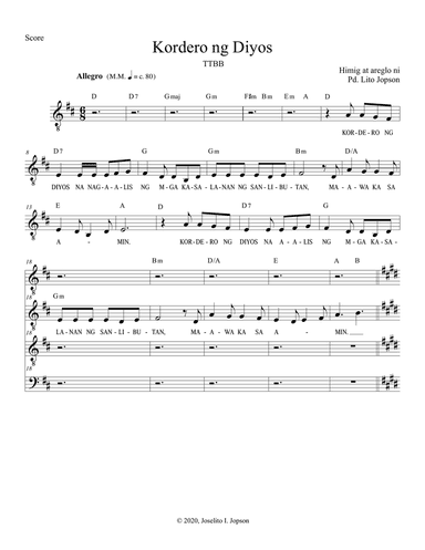 Kordero ng Diyos (TTBB)