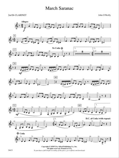 March Saranac: 2nd B-flat Clarinet