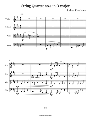 String Quartet no.1 in D-major