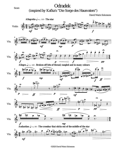 Odradek for violin solo