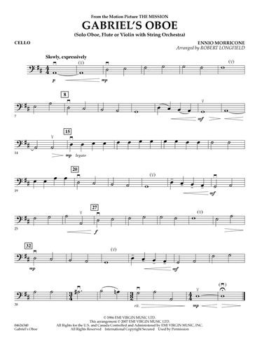 Gabriel's Oboe (from The Mission) - Cello