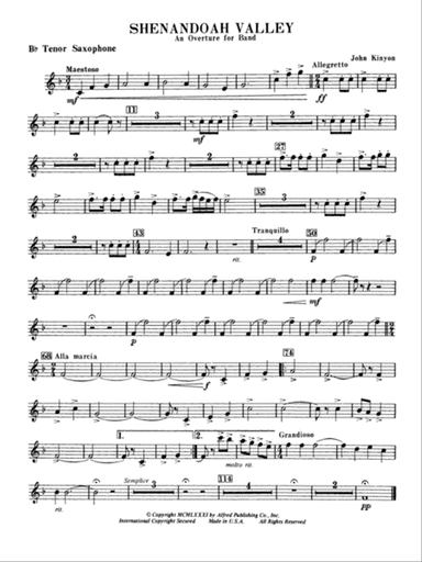 Shenandoah Valley: B-flat Tenor Saxophone