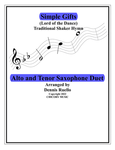 Simple Gifts (Lord of the Dance) - Mixed Saxophone Duet - Intermediate Level