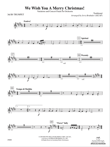 We Wish You a Merry Christmas: 3rd B-flat Trumpet