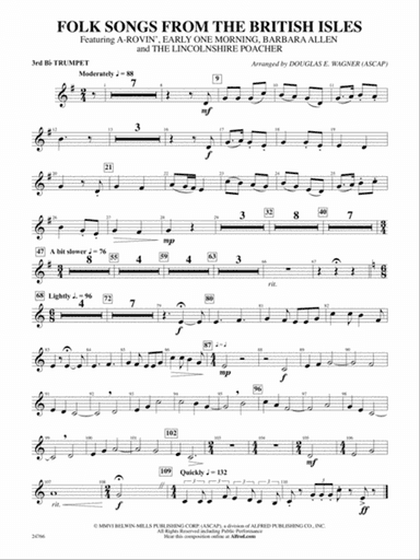 Folk Songs from the British Isles: 3rd B-flat Trumpet
