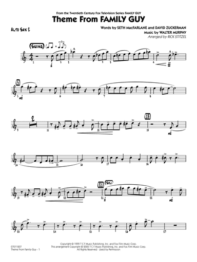Theme from Family Guy (arr. Rick Stitzel) - Alto Sax 2