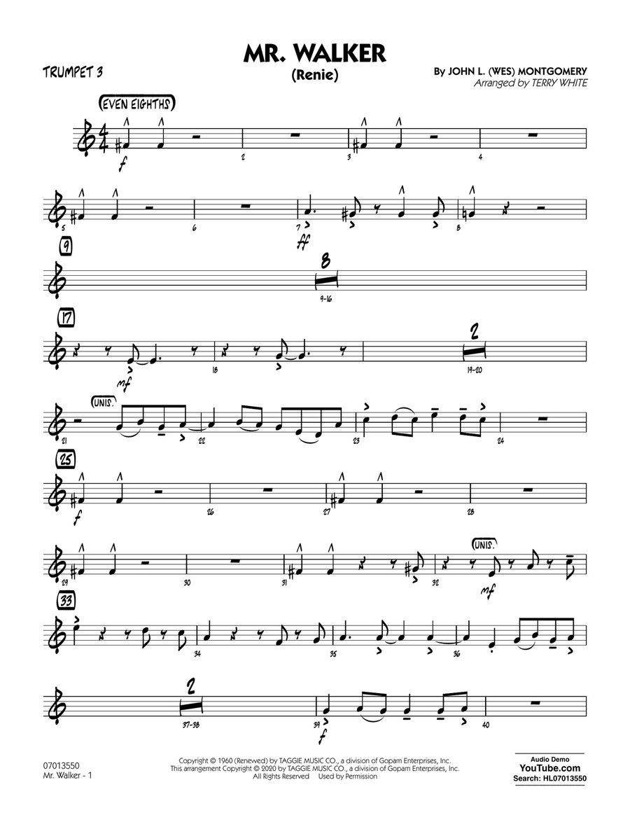 Mr. Walker (arr. Terry White) - Trumpet 3
