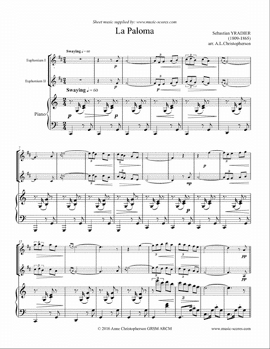 La Paloma - 2 Euphoniums and Piano