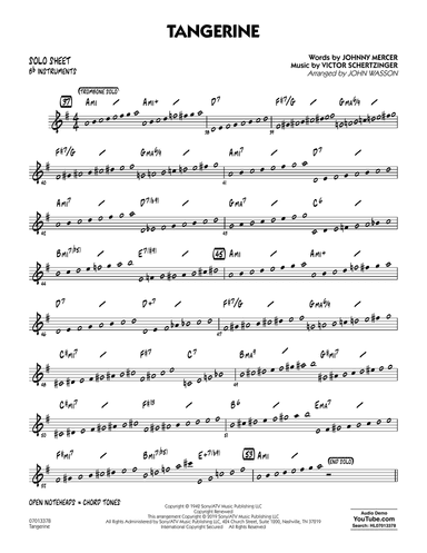Tangerine (arr. John Wasson) - Bb Solo Sheet