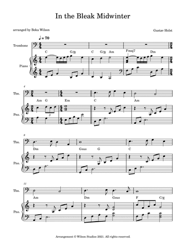 In the Bleak Midwinter--trombone solo