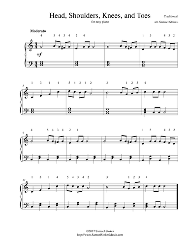 Head, Shoulders, Knees, and Toes - for easy piano