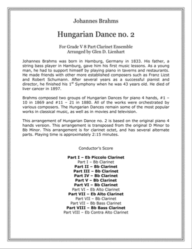 Hungarian Dance no. 2 (Clarinets)