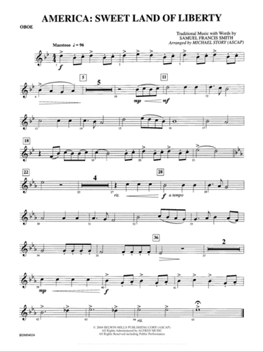 America: Sweet Land of Liberty: Oboe