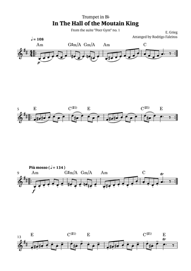 In the Hall of the Mountain King (for trumpet solo)