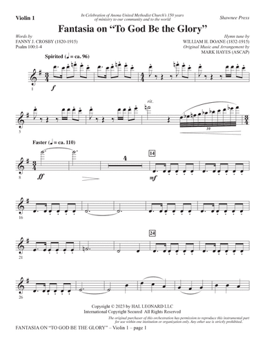 Fantasia On "To God Be The Glory" - Violin 1