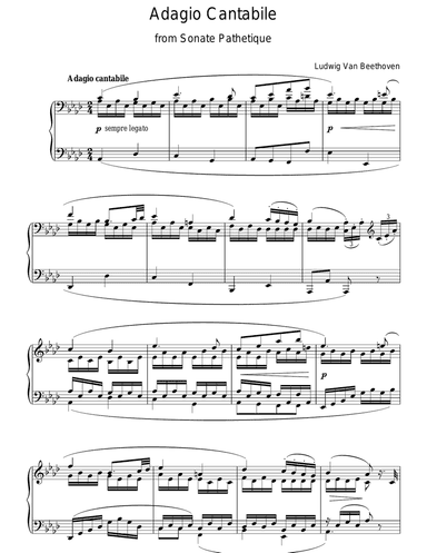 Adagio Cantabile From Sonate Pathetique Op. 13, Theme From The Second Movement