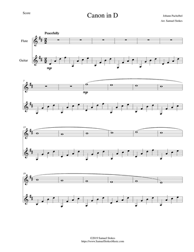 Pachelbel's Canon in D - for flute and guitar