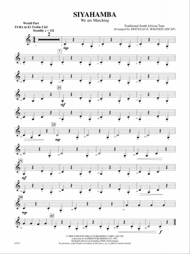 Siyahamba (We Are Marching): (wp) E-flat Tuba T.C.
