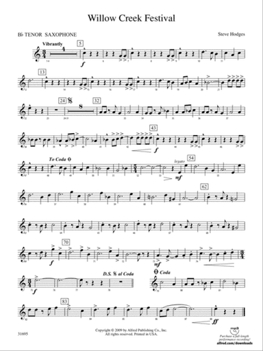 Willow Creek Festival: B-flat Tenor Saxophone