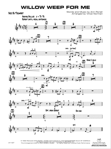Willow Weep for Me: 3rd B-flat Trumpet