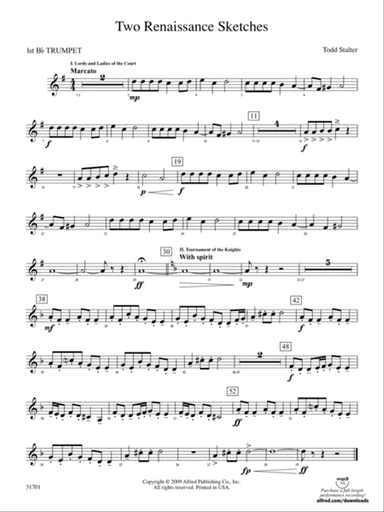Two Renaissance Sketches: 1st B-flat Trumpet