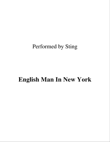 Englishman In New York