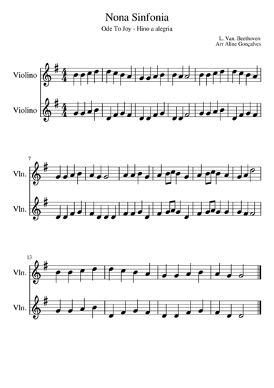 Hino a alegria violino iniciante