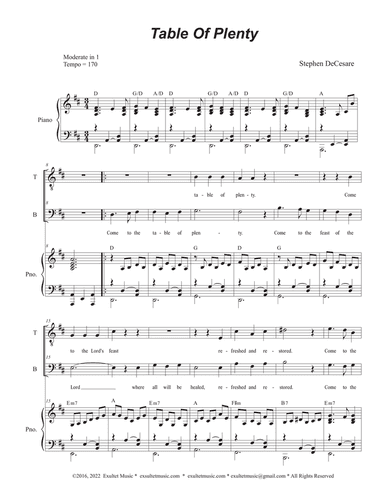 Table of Plenty (2-part choir - (TB)
