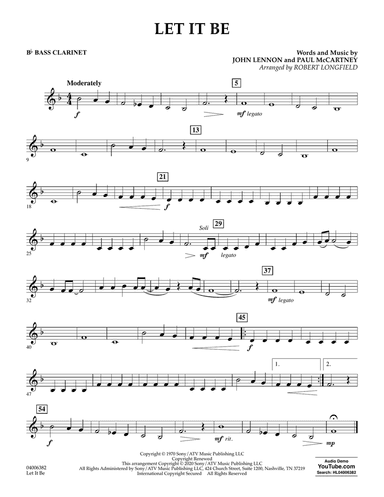 Let It Be (arr. Robert Longfield) - Bb Bass Clarinet