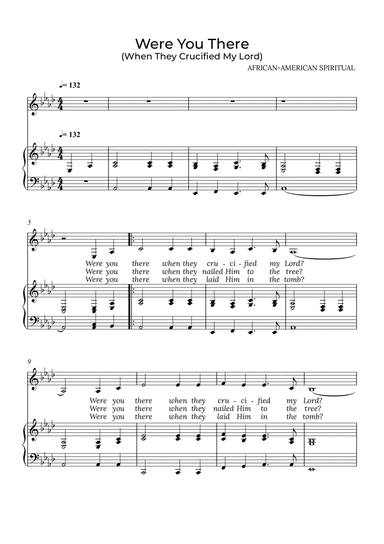 Were You There - for piano and alto in Ab major