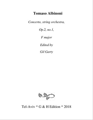 Concerto, string orchestra, Op.2, no.1, F major (Original version)