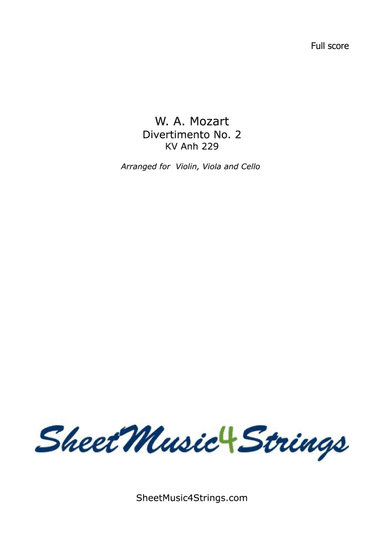 Mozart, W.A. - Divertimento No. 2, K. 229 (Violin, Viola and Cello Trio)