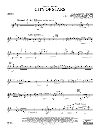 City of Stars (from La La Land) - Violin 1